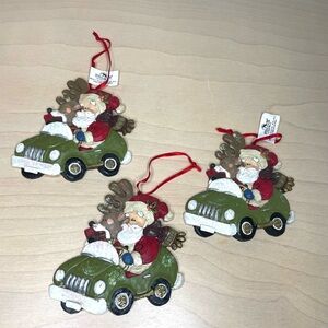 Kurt Adler Santa in Truck Christmas Ornaments with Glitter